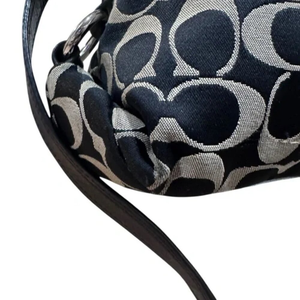 Coach Ashley Black and Cream Signature Pleated Satchel Tote Bag F19244 - Picture 5 of 13